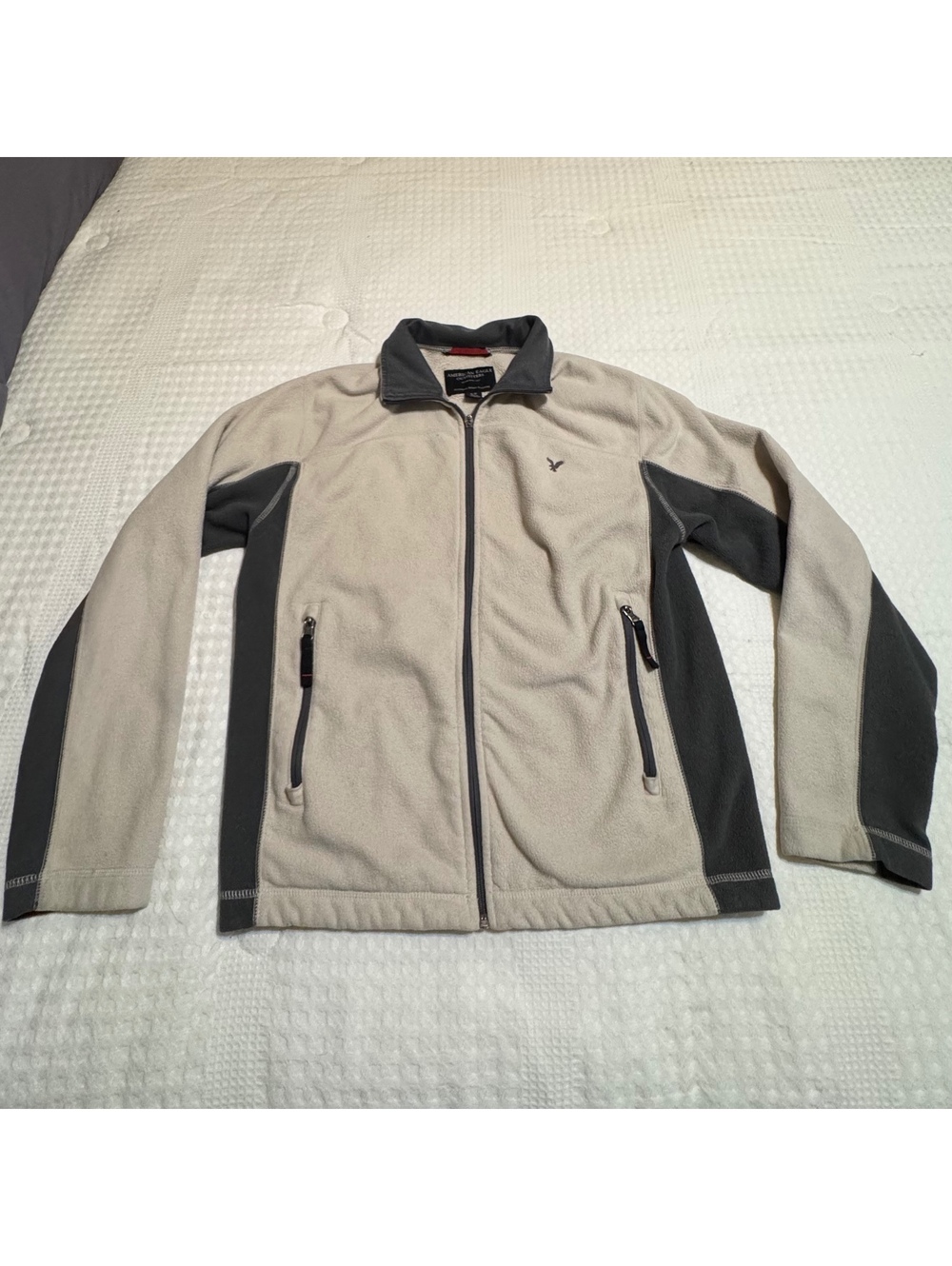 Vintage American Eagle USAE 1977 Expedition Fleece Jacket S/P Tan Black Y2K